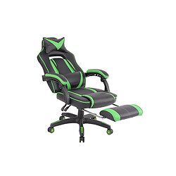 Acheter Decoshop26 Chaise de bureau fauteuil gaming avec repose-pieds téléscopique en synthétique noir et vert BUR10624