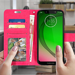 Avis Avizar Housse Motorola Moto G7 Play Étui folio Portefeuille Fonction Support Vidéo rose