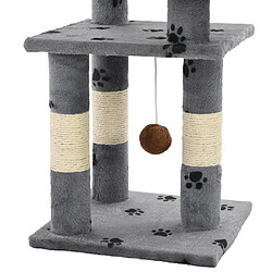 Helloshop26 Arbre à chat griffoir grattoir niche jouet animaux peluché et sisal 65 cm empreintes de pattes gris 3702057 pas cher