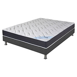 Ebac Matelas + sommier tapissier 140x190 Mousse - Melior - Soutien ferme - Gris