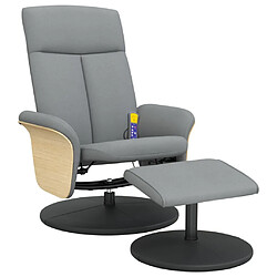 Maison Chic Fauteuil inclinable,Fauteuil luxe de relaxation de massage et repose-pied gris clair tissu -MN61447