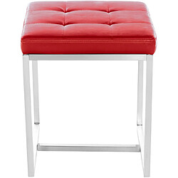 Avis Decoshop26 Lot de 2 tabourets bas repose-pieds poufs forme carrée en PVC rouge et acier inoxydable 10_0004464