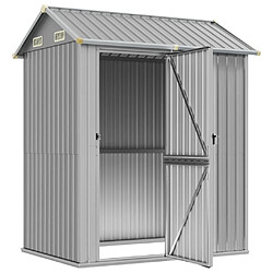 Helloshop26 Abri de jardin cabane cabanon maison de stockage remise extérieur hangar outils robuste clair 192 x 152,5 x 237 cm acier galvanisé gris 02_0022254