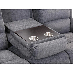 Avis Vente-Unique Canapé 3 places relax électrique avec tablette en tissu anthracite NEVERS