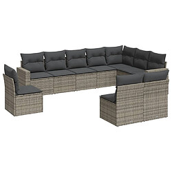 Maison Chic Salon de jardin avec coussins 10 pcs | Ensemble de Table et chaises | Mobilier d'Extérieur gris résine tressée -GKD89259