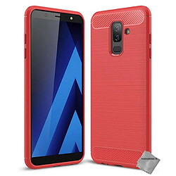 Htdmobiles Coque silicone gel carbone pour Samsung Galaxy A6+ Plus (2018) + film ecran - ROUGE