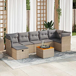 vidaXL Salon de jardin avec coussins 8 pcs beige résine tressée