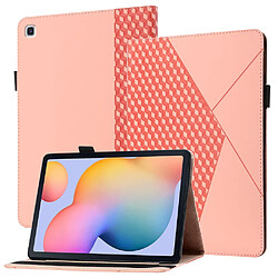 Etui en PU skin touch à motif losange, auto-absorbé, porte-cartes or rose pour votre Samsung Galaxy Tab S6 Lite/P610/T615