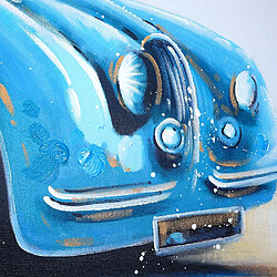 Acheter Mendler Tableau à l'huile, voiture ancienne, peint à la main à 100%, toile de décoration murale XL ~ 140x80cm