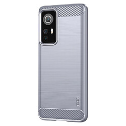 Coque en TPU MOFI texture en fibre de carbone, anti-rayures, surface brossée gris pour votre Xiaomi 12/12X