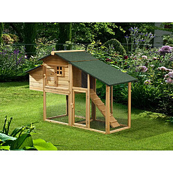 Vente-Unique Poulailler en bois avec enclos - 4 poules - L. 173 x P. 64 x H. 108 cm - Naturel - LEVAS