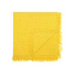 Vente-Unique Lot de 4 serviettes de table à franges - Coton - 45 x 45 cm - Jaune - POLA