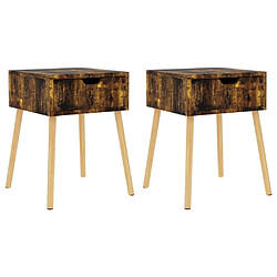 Maison Chic Lot de 2 Tables de chevet - Tables de Nuit Chêne fumé 40x40x56 cm Aggloméré