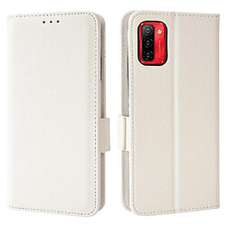 Etui en PU texture litchi, fermoir magnétique double, anti-chocs avec support, blanc pour votre Ulefone Note 12P