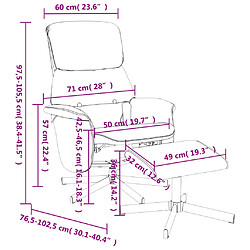 vidaXL Fauteuil de massage inclinable et repose-pieds gris foncé tissu pas cher