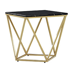 Beliani Table appoint carrée effet marbre noir / pied or 50 x 50 cm MALIBU