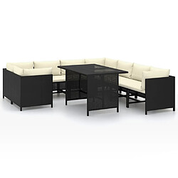 Maison Chic Salon de jardin 9 pcs + coussins - Mobilier/Meubles de jardin - Table et chaises d'extérieur Résine tressée Noir -MN41400