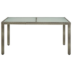 vidaXL Table de jardin 150x90x75 cm Verre trempé et poly rotin Gris