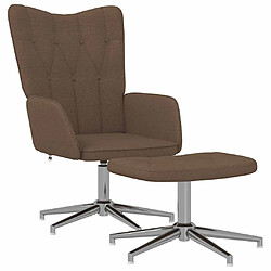 vidaXL Chaise de relaxation avec tabouret Marron Tissu