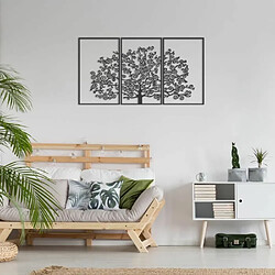 DEKORY 3 panneaux Arbre minimaliste Décoration Murale en Métal 150 x 74 cm