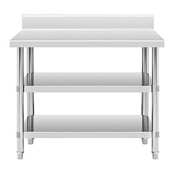 Acheter Helloshop26 Table de travail inox table de travail en inox adossée avec dosseret 100 x 60 x 16,5 cm 199 kg 2 tablettes 14_0007331