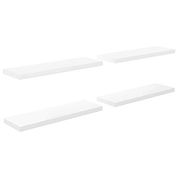 Maison Chic Lot de 4 Étagère murale flottante,Etagère de rangement Blanc brillant 80x23,5x3,8cm MDF -MN67583