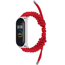 Bracelet en nylon corde tressée, réglable, rouge pour votre Xiaomi Mi Band 5/6