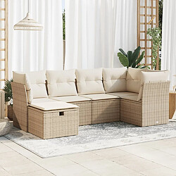 vidaXL Salon de jardin avec coussins 6 pcs beige résine tressée