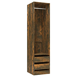 vidaXL Armoire avec tiroirs Chêne fumé 50x50x200 cm Bois d'ingénierie