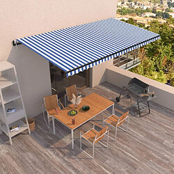 Maison Chic Store banne | Auvent rétractable de porte | Marquise Brise-soleil automatique 600x350 cm Bleu et blanc -GKD96876