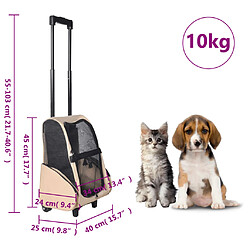 vidaXL Chariot polyvalent pliable pour animaux de compagnie beige pas cher