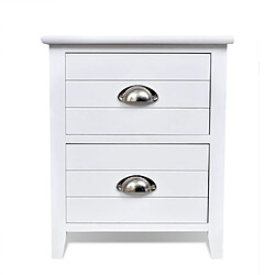 Helloshop26 Table de nuit chevet commode armoire meuble chambre 2 pcs avec 2 tiroirs blanc 1402121 pas cher