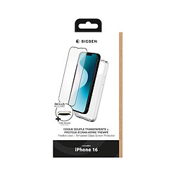 Pack iPhone 16 Coque Transparente + Verre trempé + SmartFrame™ Bigben