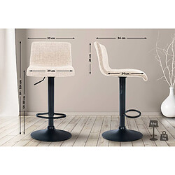 Avis Decoshop26 Tabouret de bar avec repose-pieds pivotant dossier incurvé en tissu crème et métal noir 10_0004960