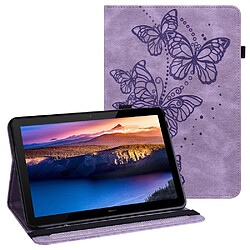 Etui en PU motif papillons avec porte-carte violet pour votre Huawei MediaPad T5 10.1