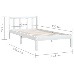 vidaXL Cadre de lit sans matelas blanc bois massif pas cher