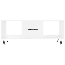 Maison Chic Table basse,Table Console Table d'appoint, Table pour salon Blanc brillant 102x50x40 cm Bois d'ingénierie -MN13515 pas cher