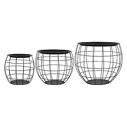 ML DESIGN MODERN LIVING Set de 3 tables d'appoint en métal noir ML-Design