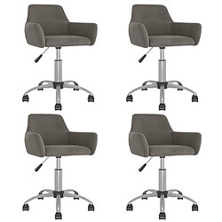 vidaXL Chaises pivotantes à manger lot de 4 Gris foncé Velours