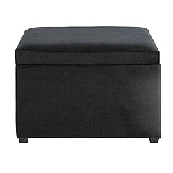 Pegane Coffre de rangement en velours coloris noir et bois -longueur 58 x profondeur 39 x hauteur 42 cm