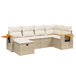 vidaXL Salon de jardin avec coussins 6 pcs beige résine tressée