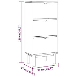 vidaXL Armoire à chaussures OTTA et 3 tiroirs Marron et blanc Bois pin pas cher