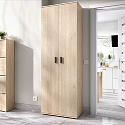 MIRAKEMUEBLE Armoire polyvalente 2 portes avec 6 étagères Fit Natural Naturel