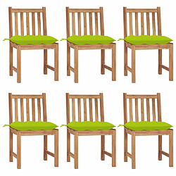 Maison Chic Lot de 6 Chaises de jardin avec coussins | Fauteuil chaises d'extérieur Bois de teck massif -GKD40028