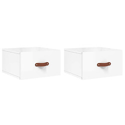 vidaXL Tables de chevet murales 2 pcs blanc brillant 35x35x20 cm