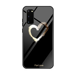 Coque en TPU verre d'impression de modèle noir/par amour pour votre Samsung Galaxy S20