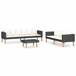 Maison Chic Salon de jardin 3 pcs + coussins - Mobilier/Meubles de jardin - Table et chaises d'extérieur Résine tressée Noir -MN73833