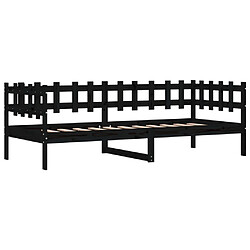 Maison Chic Lit de jour, Lit de repos pour Salon Chambre,Canapé-lit,Lit d'invité Noir 80x200 cm Bois de pin massif -MN31397 pas cher