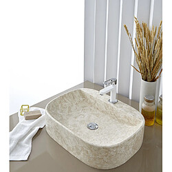 Acheter Pegane Vasque à poser / lavabo ovale en marbre coloris beige - Longueur 52 x Hauteur 13 x Profondeur 42 cm