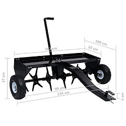 vidaXL Aérateur de pelouse pour tondeuse autoportée 102 cm pas cher